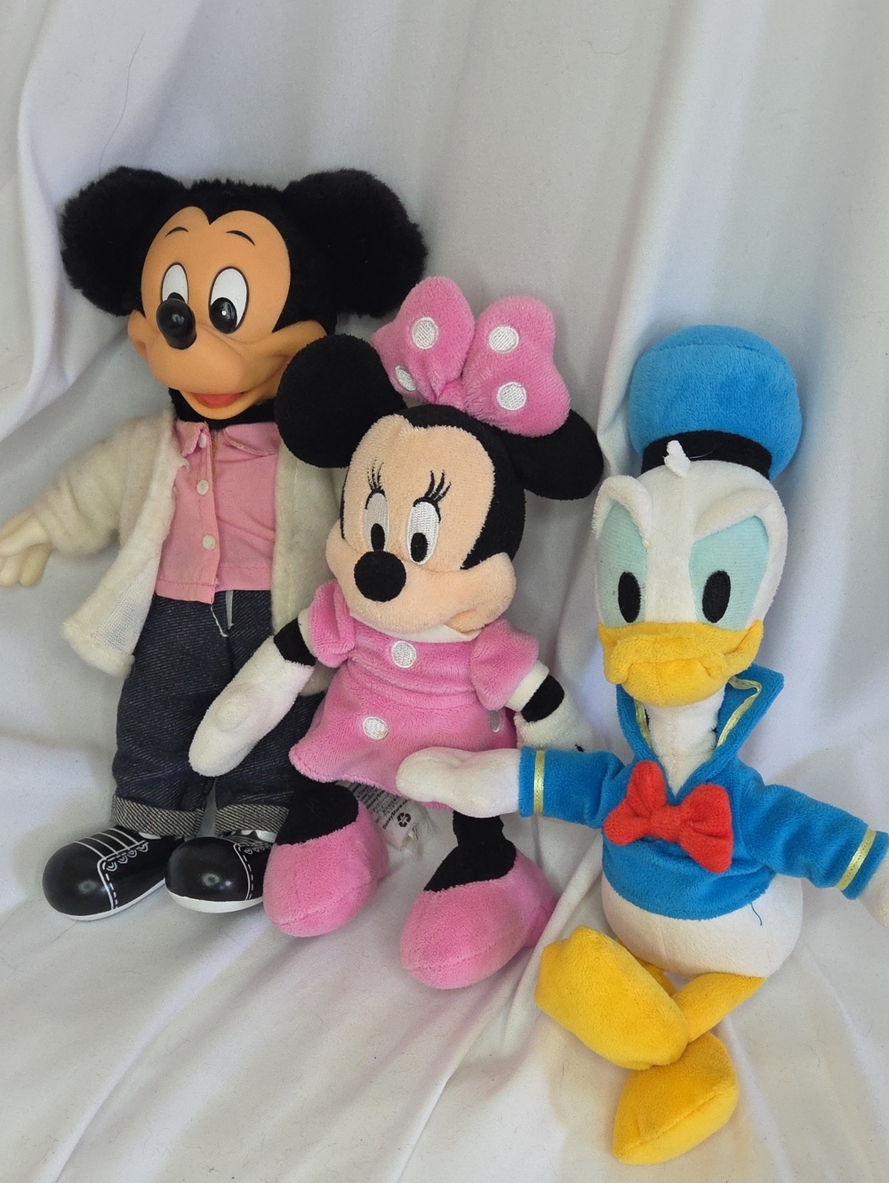 Disney Minnie Mouse  Plush with Vintage Mickey & Donald Trio